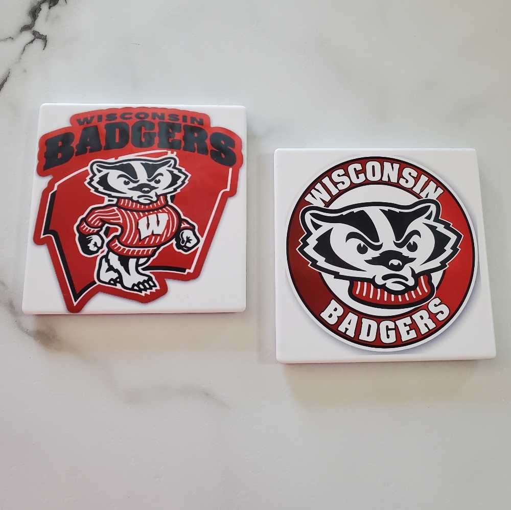 WISCONSIN BADGERS 2 pack Sandstone Coasters